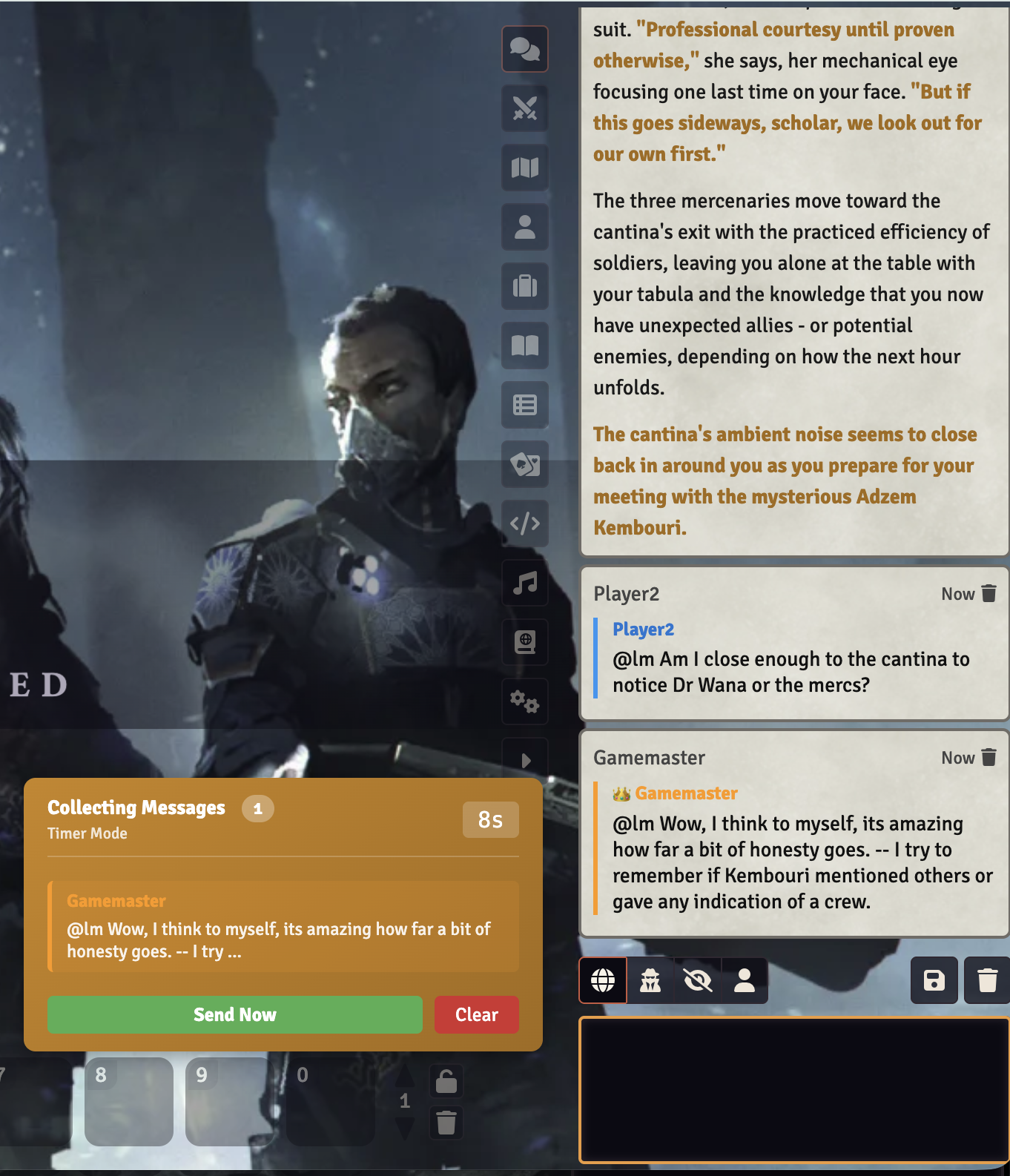 Chat integration showing Loremaster responses