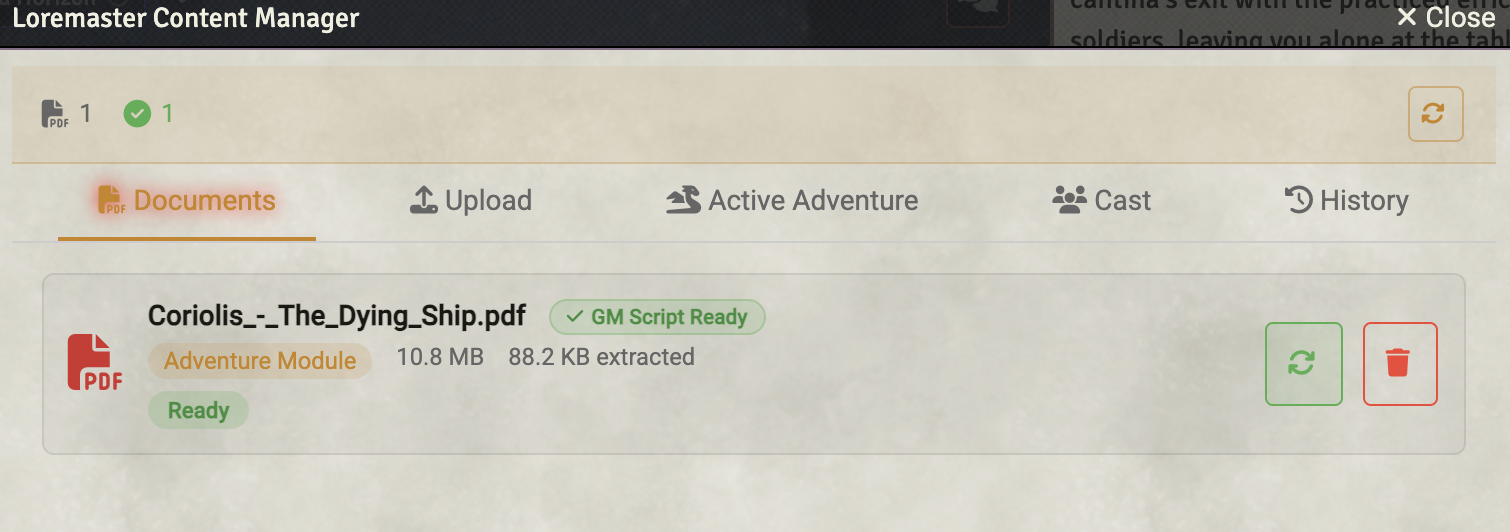 Chat integration showing Loremaster responses